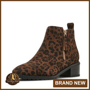 Waterproof Suede Ankle Boots with 1.75" Stacked Heel, Square Toe